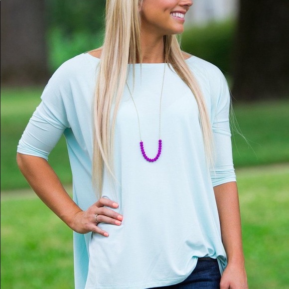 3/4 Sleeve Piko Top Mint - Picture 3 of 3